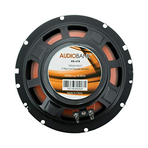 Audiobank 4X 6.5-Inch 600 Watts Peak Power Handling 3-Way Orange Car Audio Stereo G-Series Coaxial Car Speakers Polypropylene with MICA Cone Woofer -AB674