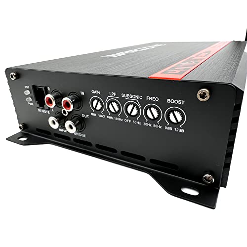 Gravity Audio WC1000.1D Warzone 1000W True RMS Car Amplifier Class D Amp 1/2/4 Ohm Stable with Remote Sub Control
