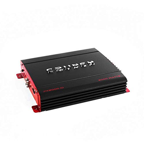 Crunch PX2000.1D 2000W X Series Class D Monoblock Subwoofer Amplifier - PRE-AMP Circuitry Low Noise PreAmplifier Crossover/Signal Shaping w/ 4 Gauge Amp Kit