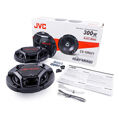 JVC CS-DR621 Car Speakers - 300 Watts of Peak Power, 6.5 Inch, Full Range, 2 Way, Sold in Pairs