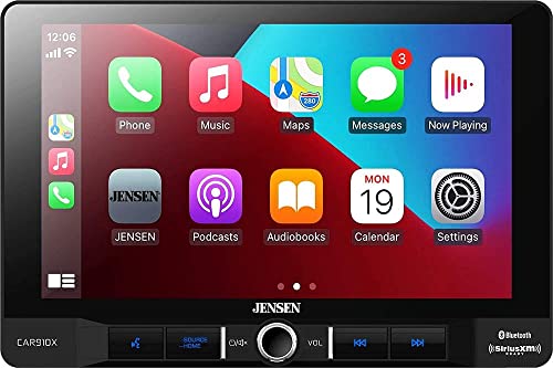 Jensen CAR910X 9 inch Mechless Multimedia Receiver with Apple CarPlay l Android Auto l SiriusXM-Ready l Built-in Bluetooth l 240 Watts MOSFET Power (60W x 4)