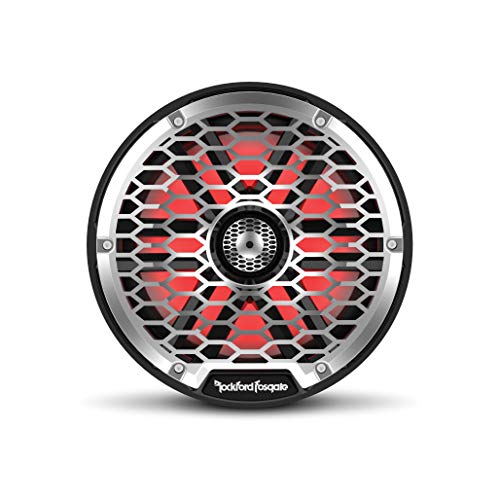 Rockford Fosgate M2-8B Color Optix 8” 2-Way Coaxial Multicolor LED Lighted Marine Speakers -Black/Stainless (Pair)