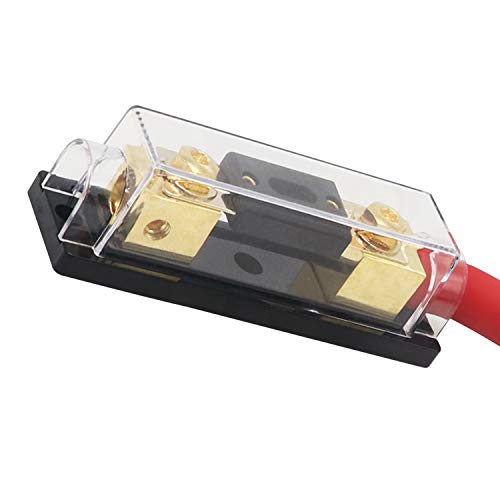 Audiotek Inline 200A ANL Fuse Holder with 1ft 0 Gauge Power Wire and O-Ring Gold Terminal to Protect Car Audio Amplifier from The Current (200A), Great for Car, Boat, RV, and Motorcycle