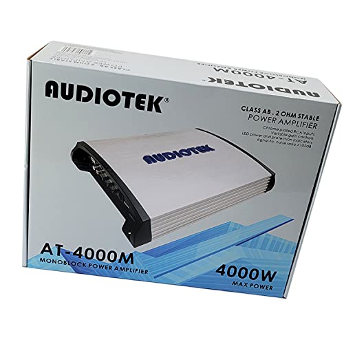 Audiotek AT4000M 1 Channel Monoblock Car Amplifier - 4000 Watts, 2 Ohm Stable, LED Indicator, Bass Knob Included, Mosfet Power Supply, Great for Subwoofers with Phone Holder Bundle