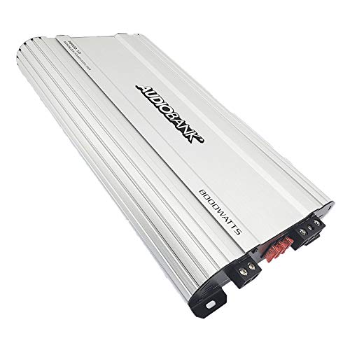 Audiobank Monoblock 8000 WATTS Amp Class D 1ohm Car Audio Stereo Amplifier Remote Turn On/Off Circuit/Heavy-Duty Aluminium Alloy Heatsink Power and Protection Indicator P8001