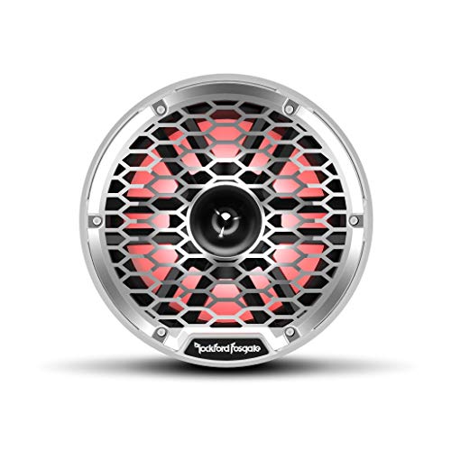 Rockford Fosgate M2-8H Color Optix 8” 2-Way Coaxial Multicolor LED Lighted Marine Speakers with Horn Tweeters - White/Stainless (Pair)