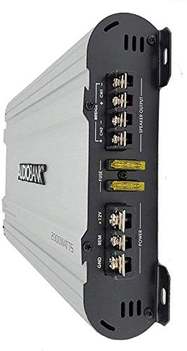 Audiobank P2002 2 Channels 2000 Watts Bridgedable Car Audio Stereo Amplifier Heavy-Duty Aluminum Alloy Heatsink | Class A-B Operation Remote On/Off Circuit -2nd Gen