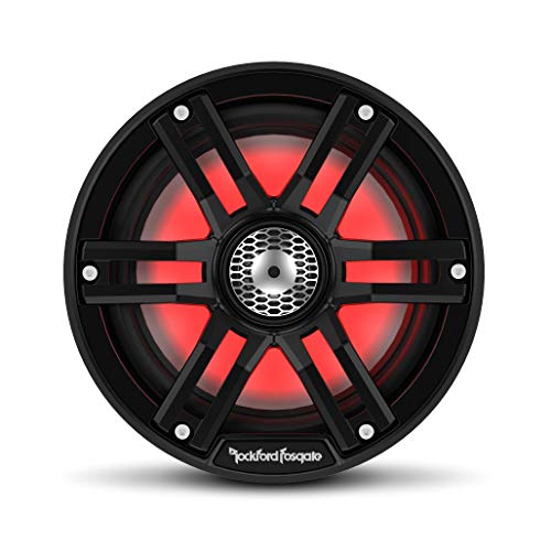 Rockford Fosgate M2-65B Color Optix 6.5” 2-Way Coaxial Multicolor LED Lighted Marine Speakers - Black/Stainless (Pair)