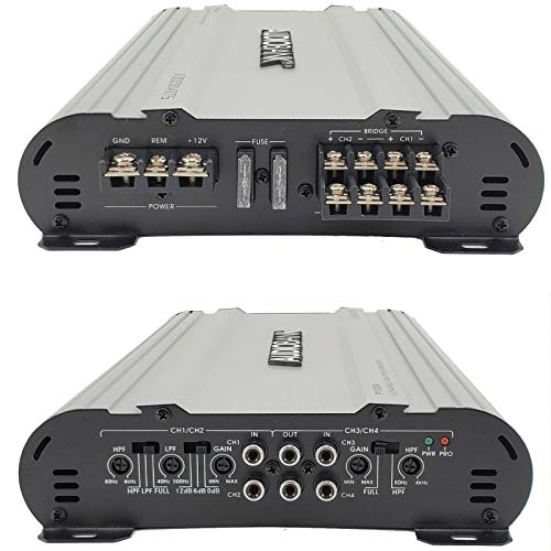 Audiobank 4 Channels 1000 WATTS Bridgedable Car Audio Stereo Amplifier P1004 Heavy-Duty Aluminum Alloy Heatsink | Class A-B Operation Remote On/Off Circuit