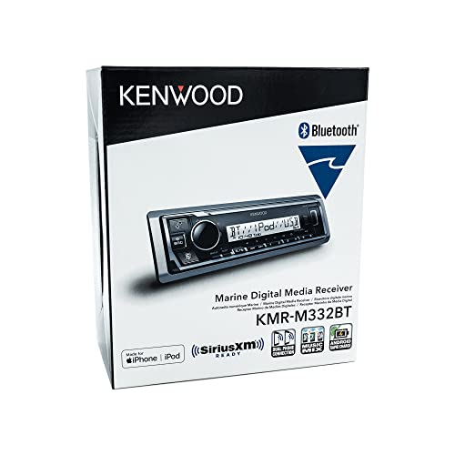 KENWOOD KMR-M332BT Car & Marine Stereo - Single Din, Bluetooth Audio, USB MP3, Aux in, AM FM Radio SiriusXM Ready, Weatherproof, Multi Color Illumination