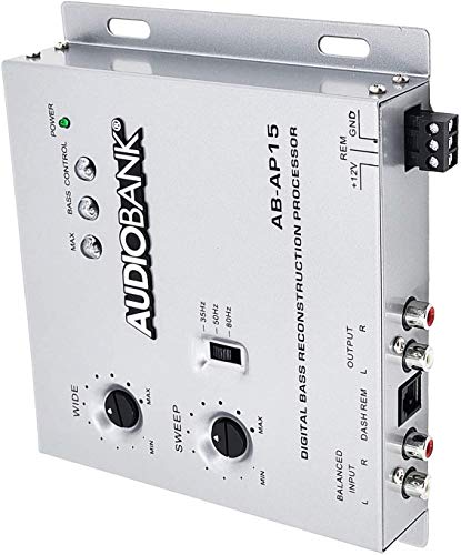 Audiobank AP15 -1/2 Din Car Audio Digital Bass Processor, Sound Restoration & Crossover for Car Subwoofer with Bass Knob/Input Level: 15V RMS & Output Level: 13.5V Peak -2nd Gen