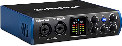 PreSonus Studio 24c USB-C Audio Interface with 2 XMAX-L Preamps, Headphone Output, and MIDI I/O with Pair of EMB XLR Cable and Extra Bundle