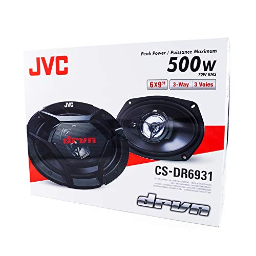 JVC CS-DR6931 6X9 Inch Car Speakers - 500 Watts of Power Per Pair, 250 Watts Each, Full Range, 3 Way, Built Tough, Perfect Factory OEM Replacements