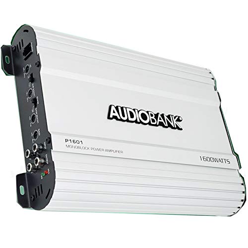 Audiobank Monoblock 1600 WATTS Amp Class AB Car Audio Stereo Amplifier P1601 Heavy-Duty Aluminum Alloy Heatsink, Class A-B Operation Remote On/Off Circuit