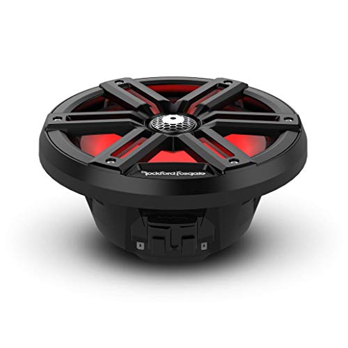 Rockford Fosgate M2-8B Color Optix 8” 2-Way Coaxial Multicolor LED Lighted Marine Speakers -Black/Stainless (Pair)