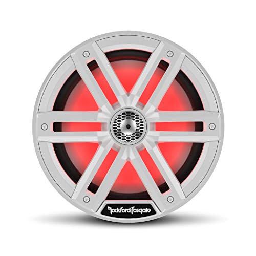 Rockford Fosgate M2-8 Color Optix 8” 2-Way Coaxial Multicolor LED Lighted Marine Speakers - White/Stainless (Pair)
