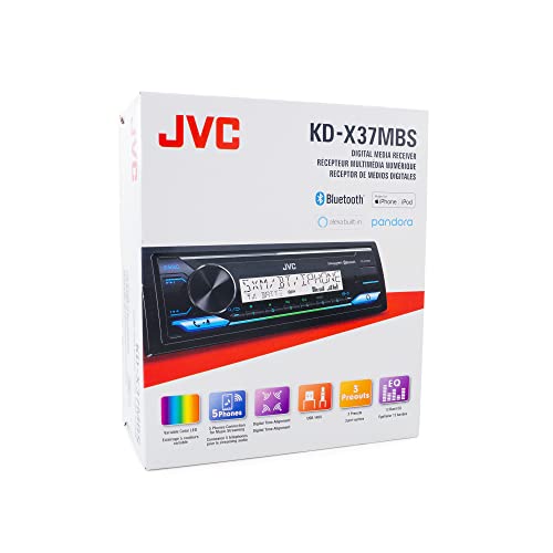 JVC KD-X37MBS Car & Marine Digital Media Receiver with Bluetooth, USB, SiriusXM Ready, Compatible with Amazon Alexa, Conformal Coated PCB
