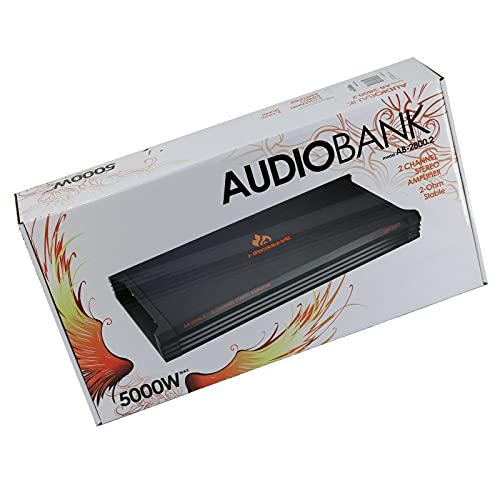 Audiobank AB2800.2 2 Channel 5000 Watt 2 Ohm A/B Class Car Audio Stereo BASS Amplifier with Bass Control, Bridgeable, LED Indicator with 4 Gauge Installation Kit Red Bundle
