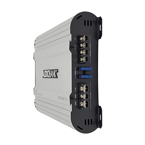 Audiobank Monoblock 1600 WATTS Amp Class AB Car Audio Stereo Amplifier P1601 Heavy-Duty Aluminum Alloy Heatsink, Class A-B Operation Remote On/Off Circuit