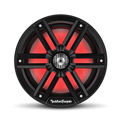 Rockford Fosgate M2-8B Color Optix 8” 2-Way Coaxial Multicolor LED Lighted Marine Speakers -Black/Stainless (Pair)