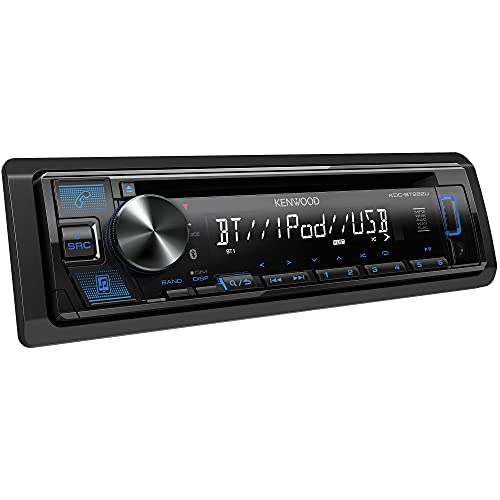 KENWOOD KDC-BT282U CD Car Stereo - Single Din, Bluetooth Audio, USB MP3, FLAC, Aux in, AM FM Radio, Detachable face with White 13-Digit LCD Display and Blue Button Illumination