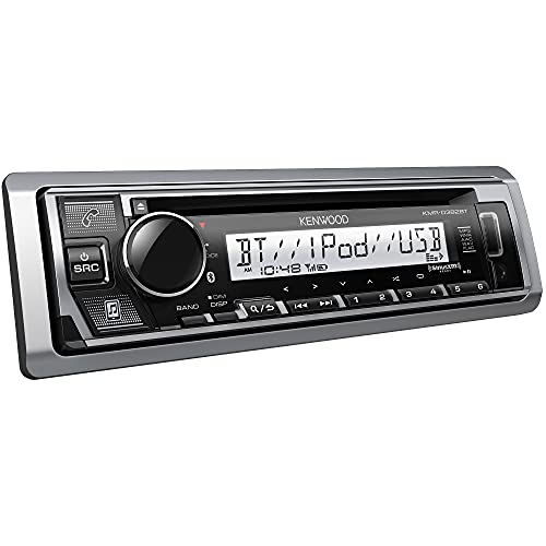 KENWOOD KMR-D382BT Car & Marine Stereo - Single Din, Bluetooth Audio, CD USB MP3, Aux in, AM FM Radio SiriusXM Ready, Weatherproof, Multi Color Illumination