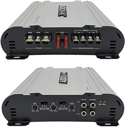 Audiobank P802 -2 Channels 800 WATTS Bridgedable Car Audio Stereo Amplifier Heavy-Duty Aluminum Alloy Heatsink | Class A-B Operation Remote On/Off Circuit -2nd Gen