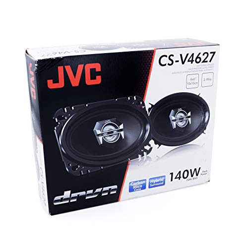 JVC CS-V4627 Car Speakers - 140 Watts of Power Per Pair and 70 Watts Each, 4 x 6 Inch, Full Range, 2 Way, Perfect Factory Replacement