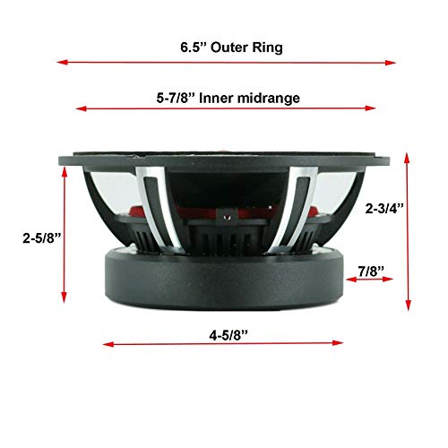 Gravity WZL6 6.5-Inch Car Audio Coaxial Speaker Midrange Bullet Loud Speaker 800Watts Peak Power 4 ohm Impedance Per Voice Coil with High Energy Magnet Composition