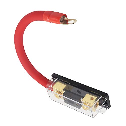Audiotek Inline 200A ANL Fuse Holder with 1ft 0 Gauge Power Wire and O-Ring Gold Terminal to Protect Car Audio Amplifier from The Current (200A), Great for Car, Boat, RV, and Motorcycle