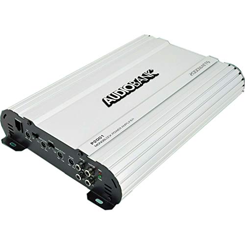 Audiobank P2001 2000 Watts Peak Power Monoblock Power Class AB Car Audio Amplifier with Remote Subwoofer Level Control & 4 Gauge Amplifier Installation Wiring Kit