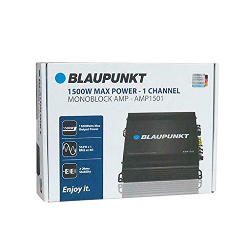 Complete 1500W Gravity 8 Gauge Amplifier Installation Wiring Kit Red and Blaupunkt AMP1501 Car Audio 1-Channel 1500 Watts Max Power Monoblock Amplifier Bundle