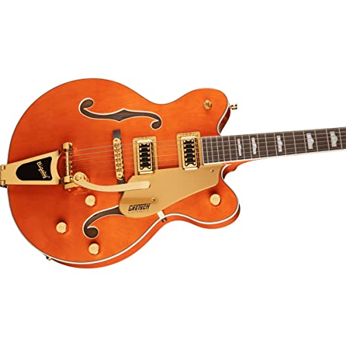 Gretsch G5422TG Electromatic Classic Hollow Body Double-Cut 6-String Electric Guitar with 12-Inch-Radius Laurel Fingerboard, Bigsby and Gold Hardware - Orange Stain