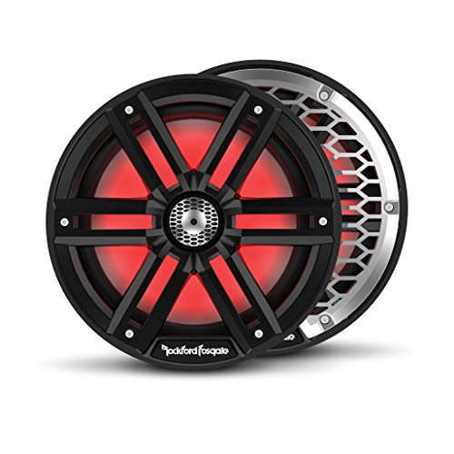 Rockford Fosgate M2-8B Color Optix 8” 2-Way Coaxial Multicolor LED Lighted Marine Speakers -Black/Stainless (Pair)