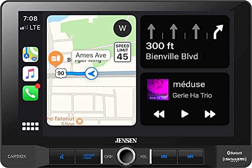 Jensen CAR910X 9 inch Mechless Multimedia Receiver with Apple CarPlay l Android Auto l SiriusXM-Ready l Built-in Bluetooth l 240 Watts MOSFET Power (60W x 4)