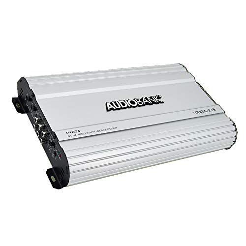 Audiobank 4 Channels 1000 WATTS Bridgedable Car Audio Stereo Amplifier P1004 Heavy-Duty Aluminum Alloy Heatsink | Class A-B Operation Remote On/Off Circuit