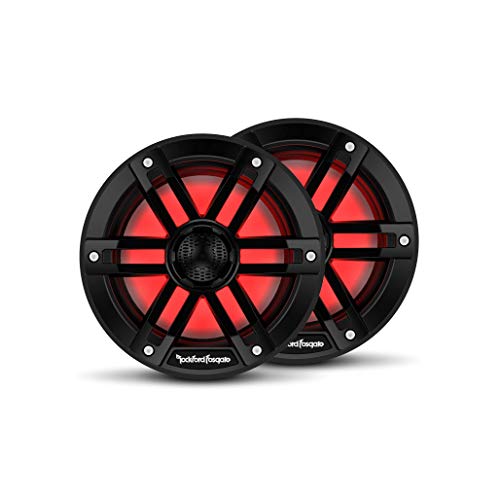 Rockford Fosgate M1-65B Color Optix 6.5” 2-Way Coaxial Multicolor LED Lighted Marine Speakers - Black (Pair)
