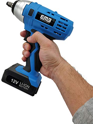 12 Volt Max Brushed Powerful Cordless Impact Wrench Drive Tool up 0-1,300 RPM with Li-Ion 1300 mA Battery 3/8-Inch Keyless Chuck for Quick and Easy Bit Changing with Charger Included