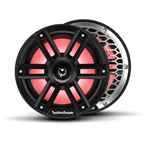 Rockford Fosgate M2-8HB Color Optix 8â€ 2-Way Coaxial Multicolor LED Lighted Marine Speakers with Horn Tweeters -Black/Stainless (Pair)