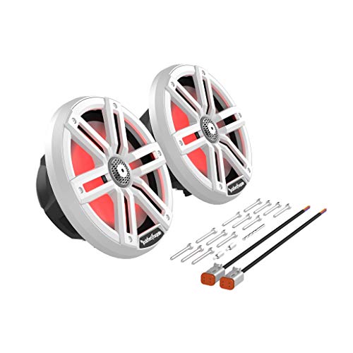 Rockford Fosgate M2-8 Color Optix 8” 2-Way Coaxial Multicolor LED Lighted Marine Speakers - White/Stainless (Pair)