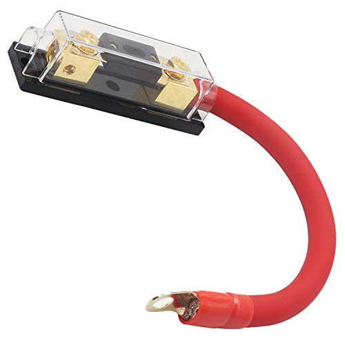Audiotek Inline 200A ANL Fuse Holder with 1ft 0 Gauge Power Wire and O-Ring Gold Terminal to Protect Car Audio Amplifier from The Current (200A), Great for Car, Boat, RV, and Motorcycle