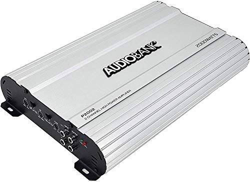 Audiobank P2002 2 Channels 2000 Watts Bridgedable Car Audio Stereo Amplifier Heavy-Duty Aluminum Alloy Heatsink | Class A-B Operation Remote On/Off Circuit -2nd Gen