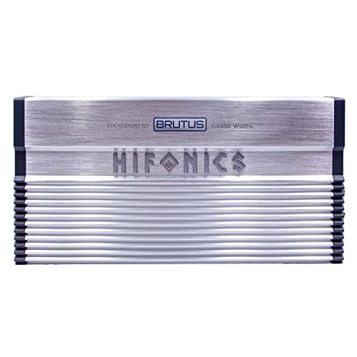 Hifonics BXX6000.1D 6000 Watt RMS 1-Channel Monoblock D Class Amplifier Brutus Car Audio with Red 0 Gauge Installation Kit Bundle,Silver