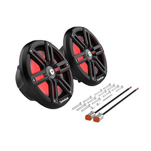 Rockford Fosgate M2-8B Color Optix 8” 2-Way Coaxial Multicolor LED Lighted Marine Speakers -Black/Stainless (Pair)