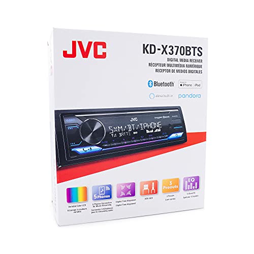 JVC KD-X370BTS Digital Media Receiver Featuring Bluetooth, USB, SiriusXM, Amazon Alexa