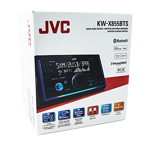 JVC KW-X855BTS Bluetooth Car Stereo Digital Media Receiver with USB Port, AM/FM Radio, MP3 Player, Amazon Alexa, Android, iPhone, Double DIN, 13-Band EQ…