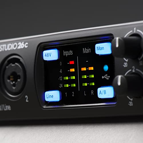 PreSonus Studio 26c 2x4, 192 kHz, USB Audio Interface with Studio One Artist and Ableton Live Lite DAW Recording Software