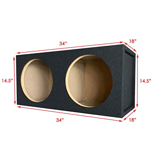 1x Audiotek CA-15DS Pro Dual Seal 15-Inch Subwoofer Enclosure Car Vehicle Audio Speaker Box All Medium-Density Fiberboard Vented Enclosure Carpet Texture Terminal
