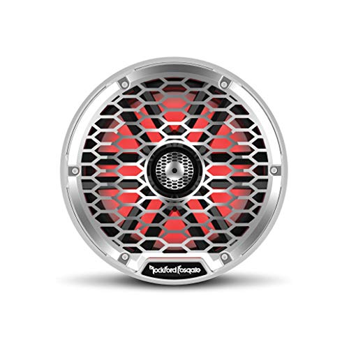 Rockford Fosgate M2-8 Color Optix 8” 2-Way Coaxial Multicolor LED Lighted Marine Speakers - White/Stainless (Pair)