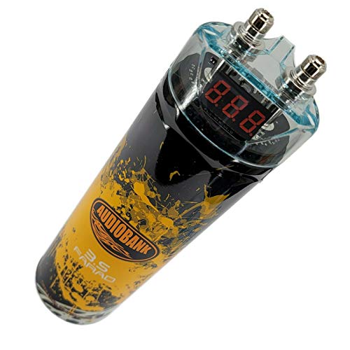 Audiobank 3.5 Farad Capacitor Car Audio 3500 Watts Power 12V Car Digital Power and Audiotek AT-BCC4AR-RED Complete 4 Gauge Car Amplifier Installation Wiring Kit